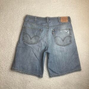 Y2K Levi's 550 men's faded blue distressed jean jorts shorts baggy loose 38